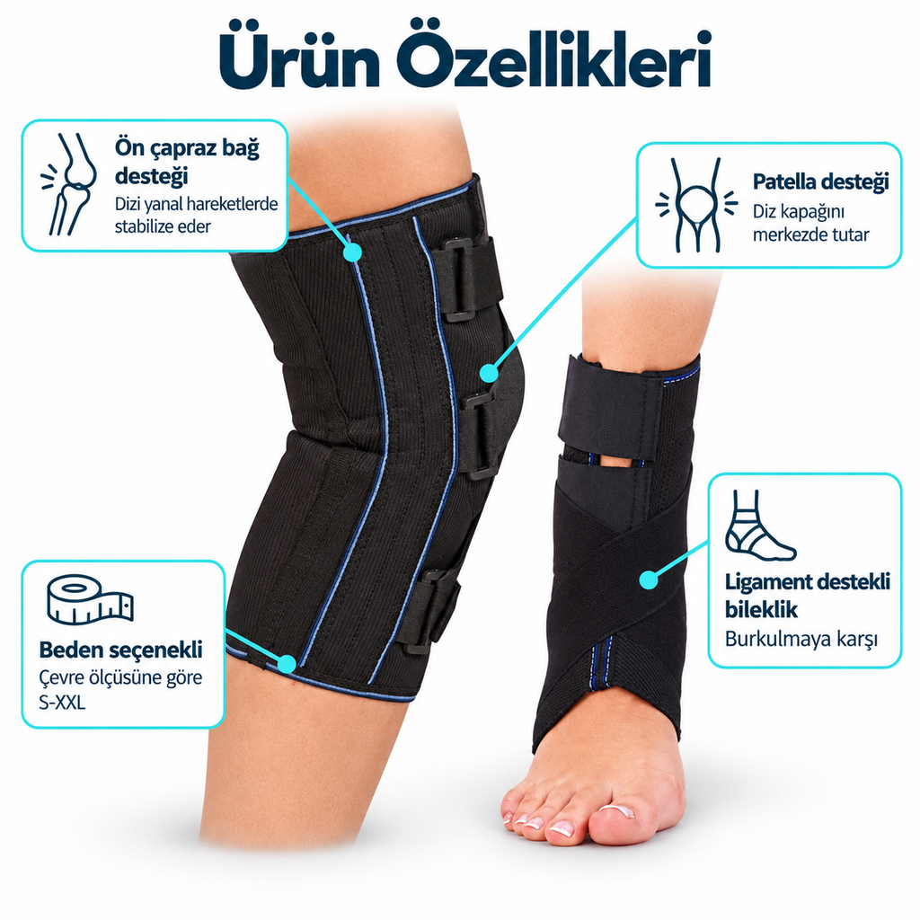 Spor Diz ve Ayak Bileği Koruma Seti